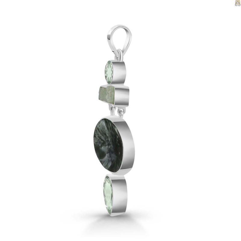 Seraphinite/Green Amethyst/Green Kunzite Pendant-2SP