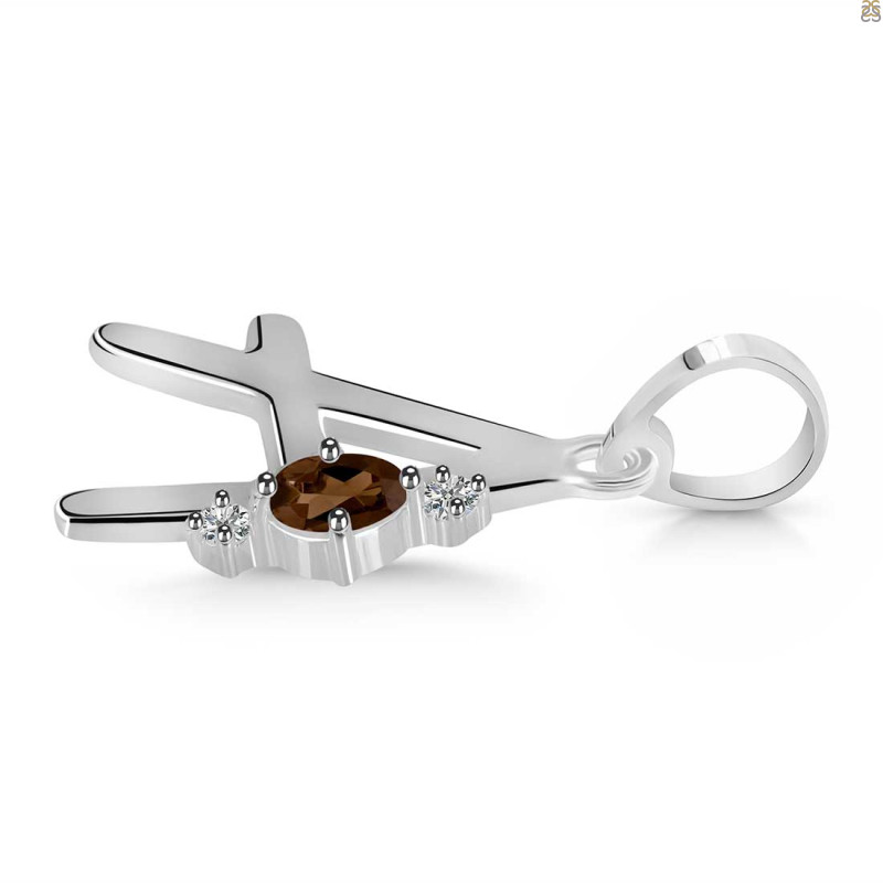 Smoky & White Topaz Alphabet A Pendant