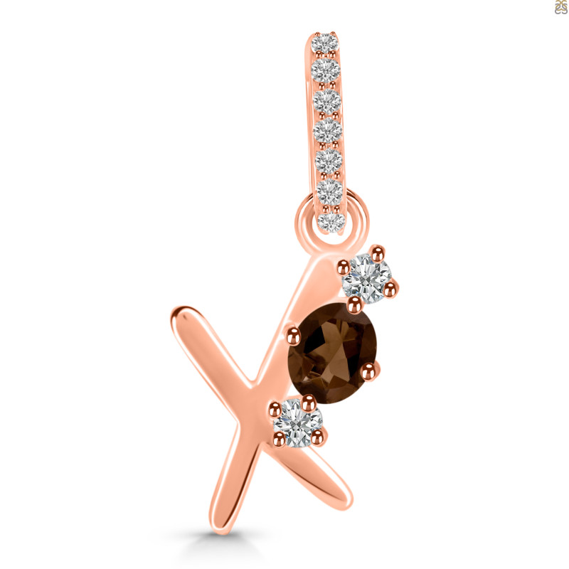 Smoky & White Topaz Alphabet X Pendant SMY-RDA-102.
