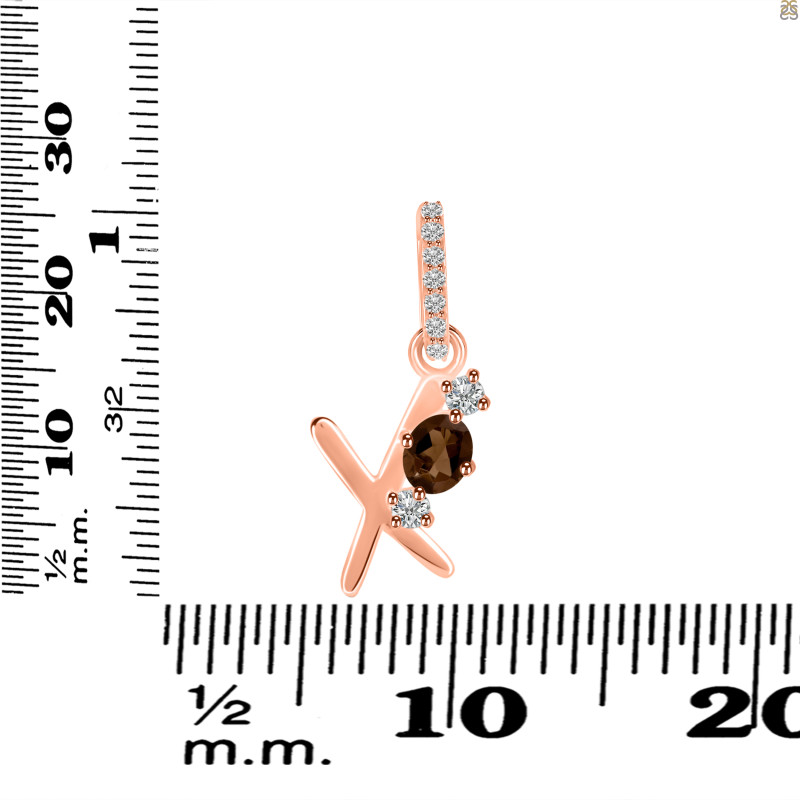 Smoky & White Topaz Alphabet X Pendant SMY-RDA-102.