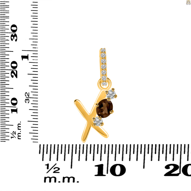 Smoky & White Topaz Alphabet X Pendant SMY-RDA-102.