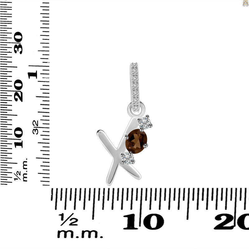 Smoky & White Topaz Alphabet X Pendant SMY-RDA-102.