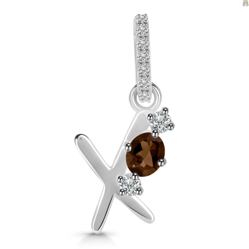 Smoky & White Topaz Alphabet X Pendant SMY-RDA-102.