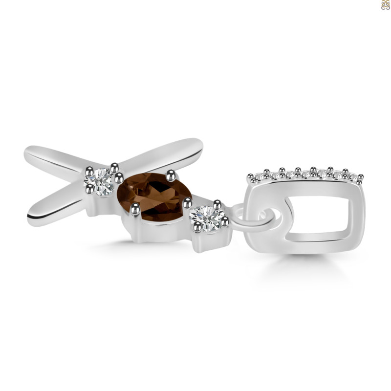 Smoky & White Topaz Alphabet X Pendant