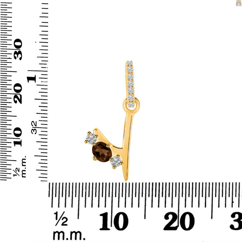Smoky & White Topaz Alphabet Y Pendant SMY-RDA-103.