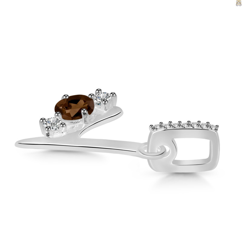 Smoky & White Topaz Alphabet Y Pendant