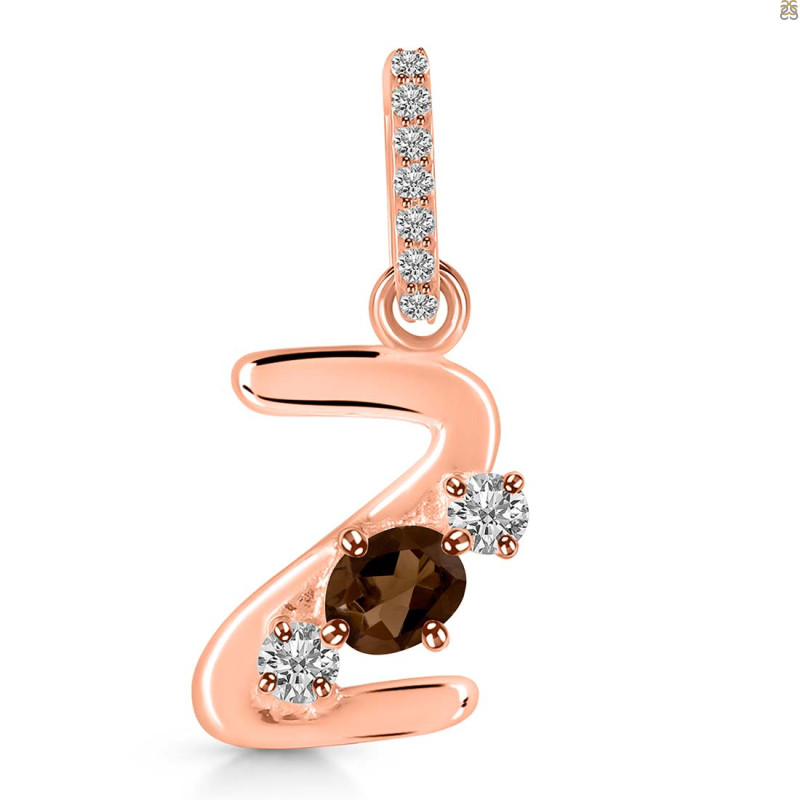 Smoky & White Topaz Alphabet Z Pendant SMY-RDA-104.