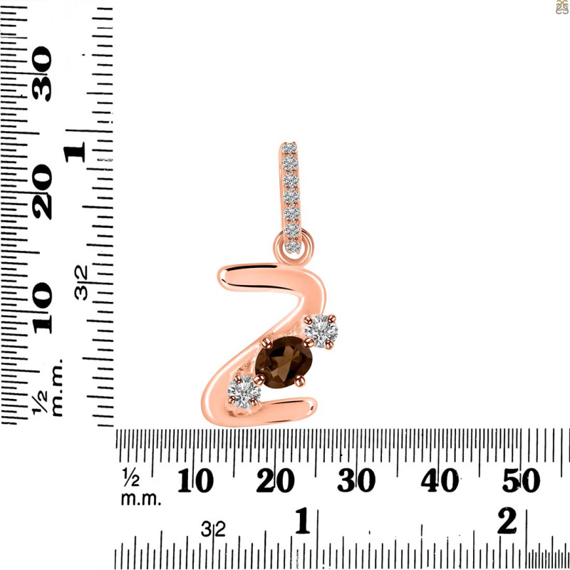 Smoky & White Topaz Alphabet Z Pendant SMY-RDA-104.