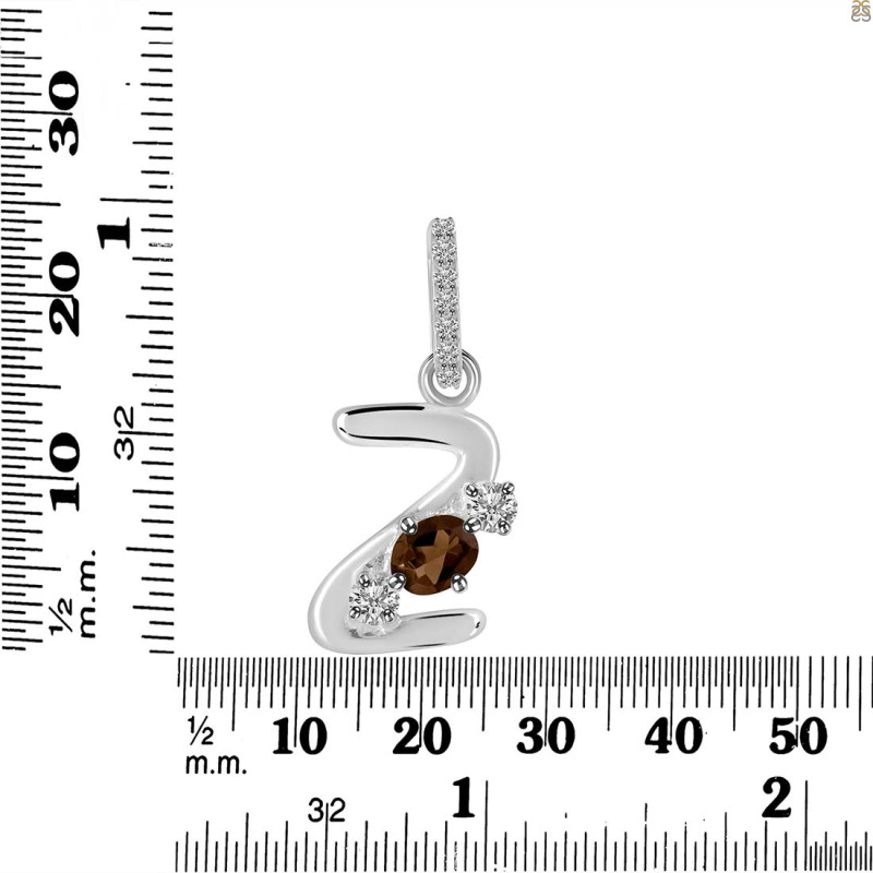 Smoky & White Topaz Alphabet Z Pendant SMY-RDA-104.