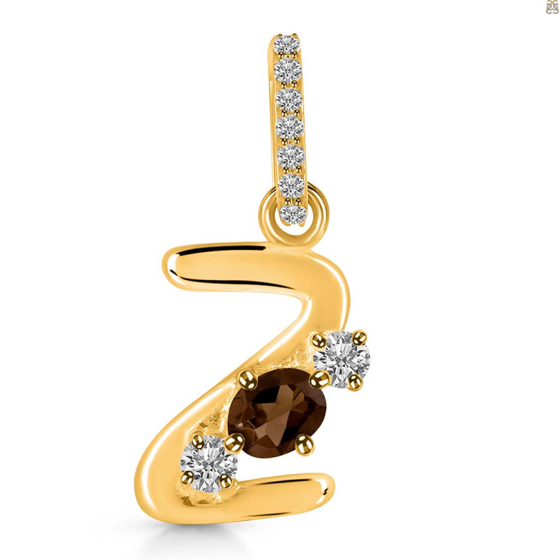 Smoky & White Topaz Alphabet Z Pendant SMY-RDA-104.