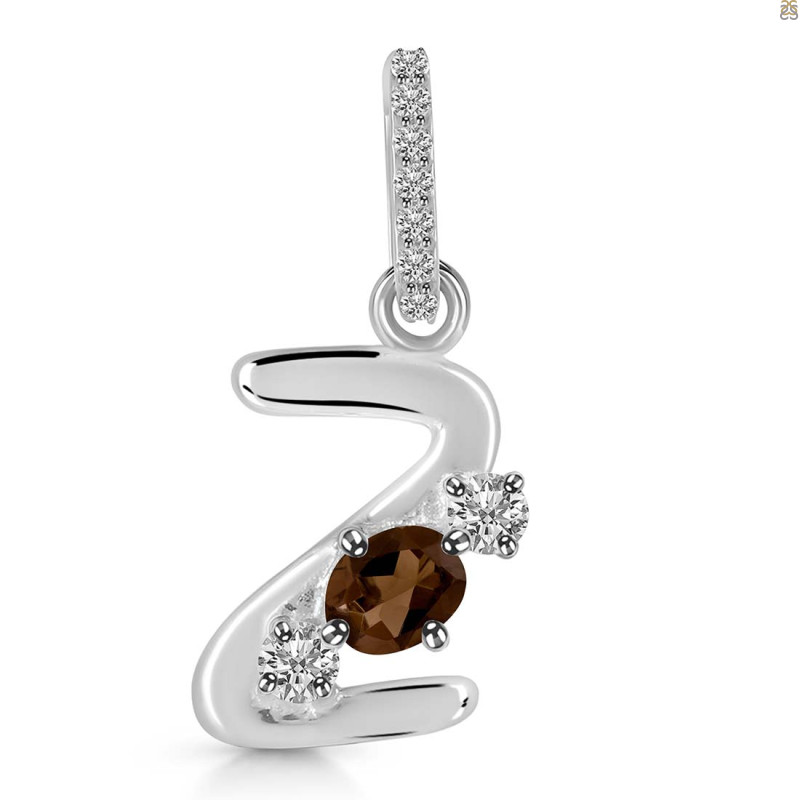 Smoky & White Topaz Alphabet Z Pendant SMY-RDA-104.