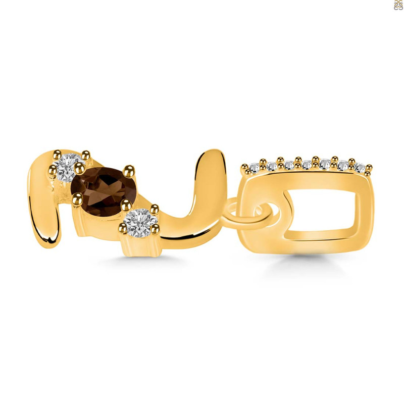Smoky & White Topaz Alphabet Z Pendant SMY-RDA-104.
