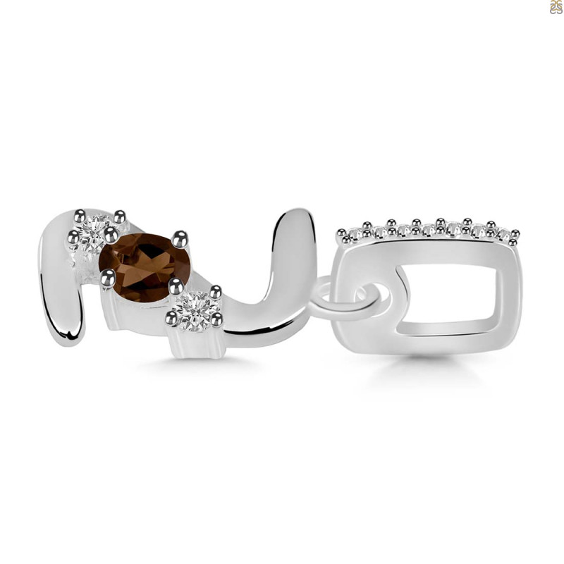 Smoky & White Topaz Alphabet Z Pendant