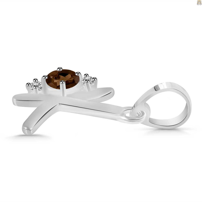 Smoky & White Topaz Alphabet K Pendant