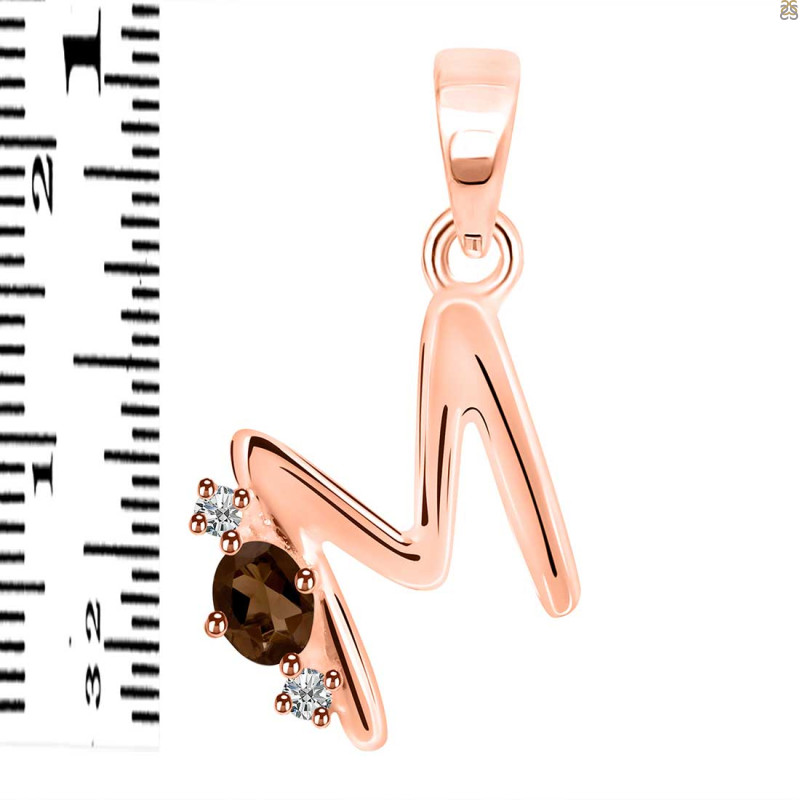 Smoky & White Topaz Alphabet M Pendant SMY-RDA-13.