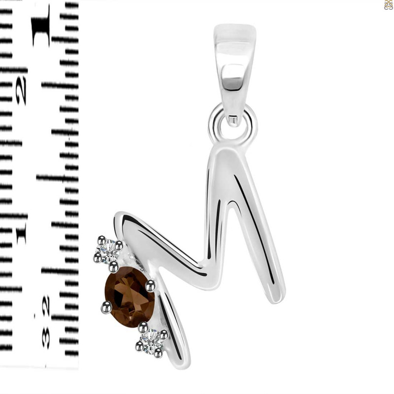 Smoky & White Topaz Alphabet M Pendant SMY-RDA-13.