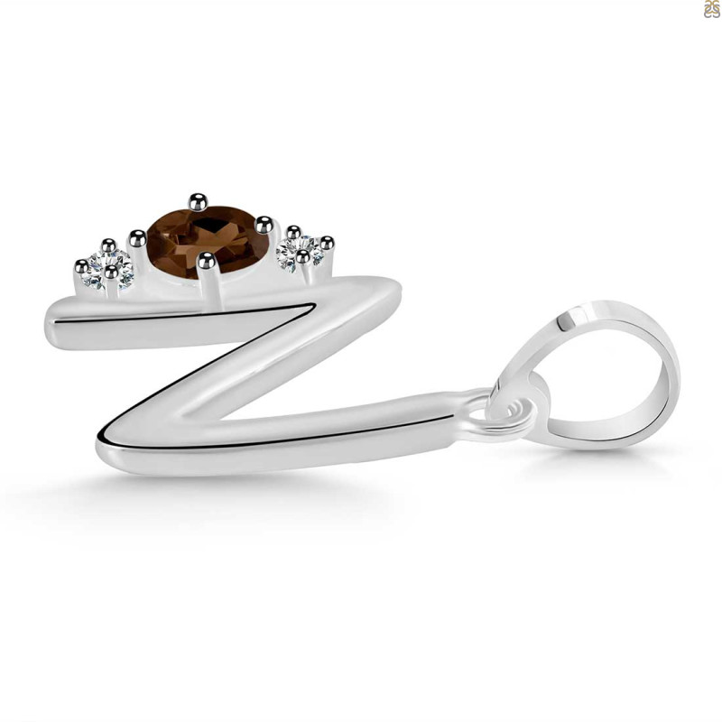 Smoky & White Topaz Alphabet N Pendant