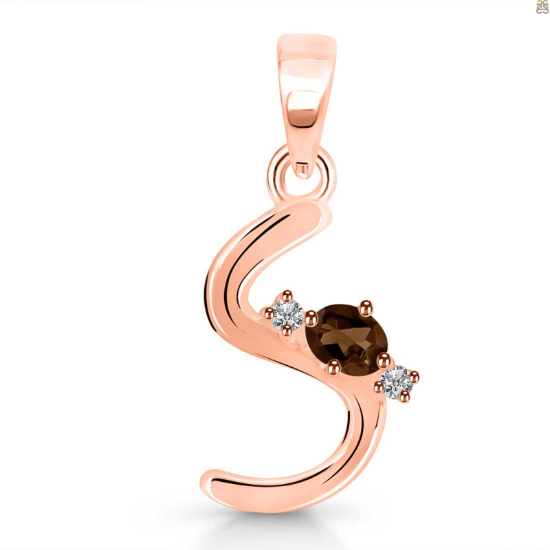 Smoky & White Topaz Alphabet S Pendant SMY-RDA-19.