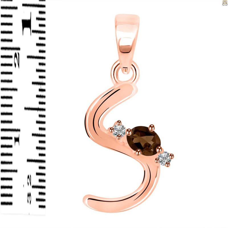 Smoky & White Topaz Alphabet S Pendant SMY-RDA-19.