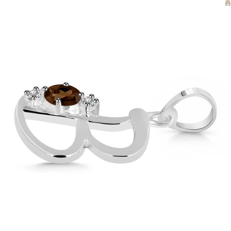 Smoky & White Topaz Alphabet B Pendant