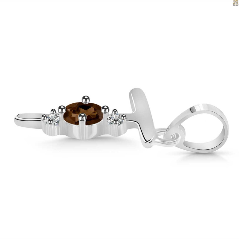 Smoky & White Topaz Alphabet T Pendant