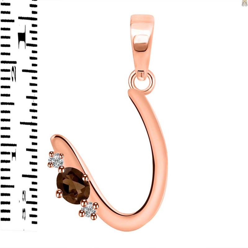 Smoky & White Topaz Alphabet U Pendant SMY-RDA-21.
