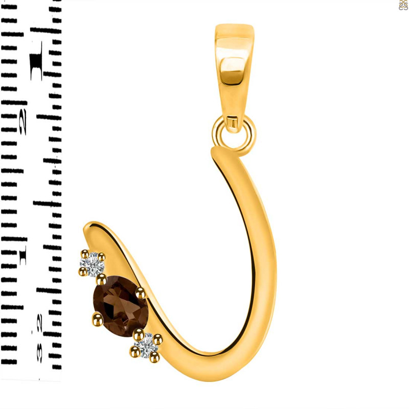 Smoky & White Topaz Alphabet U Pendant SMY-RDA-21.