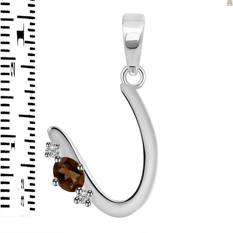 Smoky & White Topaz Alphabet U Pendant SMY-RDA-21.
