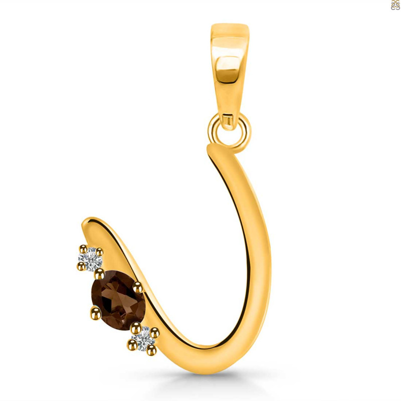 Smoky & White Topaz Alphabet U Pendant SMY-RDA-21.