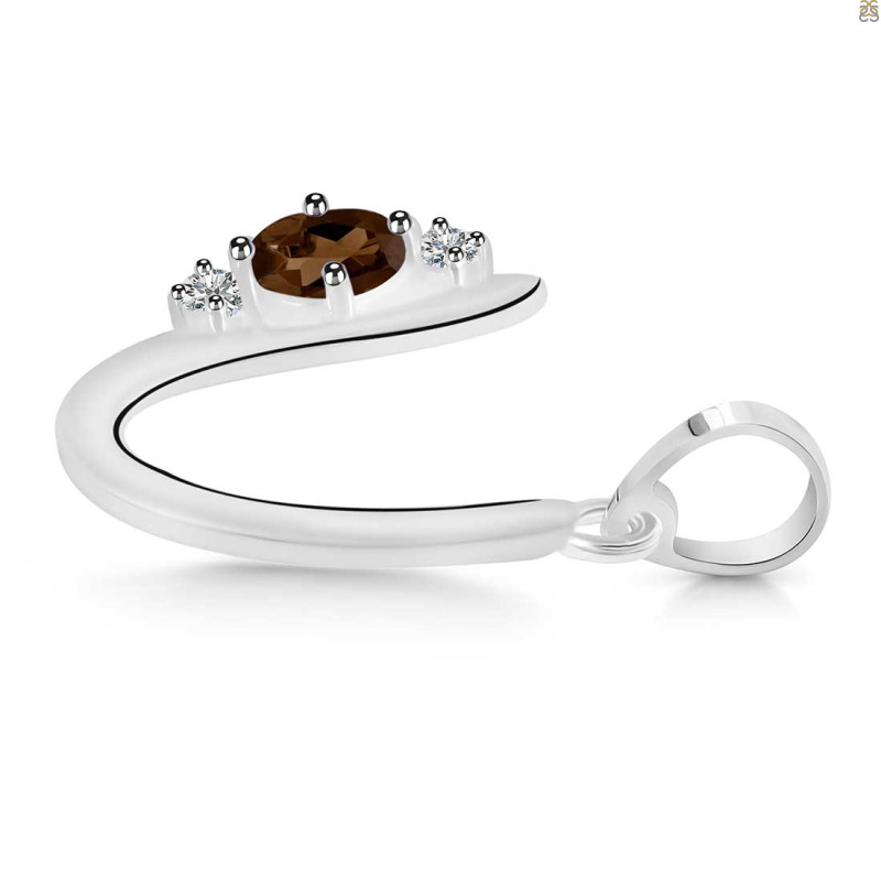 Smoky & White Topaz Alphabet U Pendant