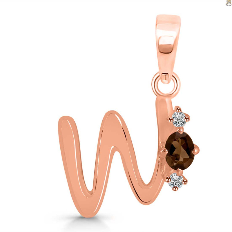 Smoky & White Topaz Alphabet W Pendant SMY-RDA-23.