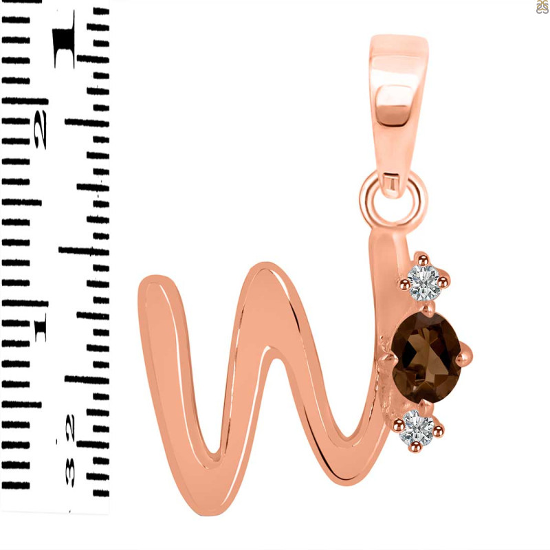 Smoky & White Topaz Alphabet W Pendant SMY-RDA-23.