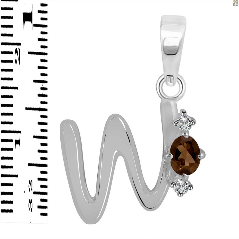 Smoky & White Topaz Alphabet W Pendant SMY-RDA-23.