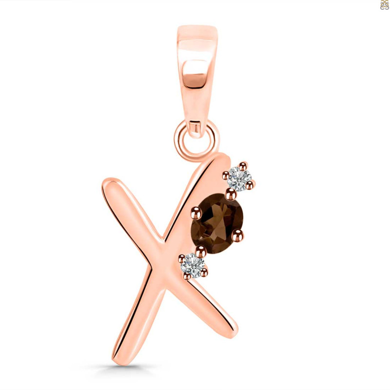 Smoky & White Topaz Alphabet X Pendant SMY-RDA-24.