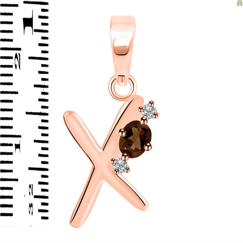 Smoky & White Topaz Alphabet X Pendant SMY-RDA-24.