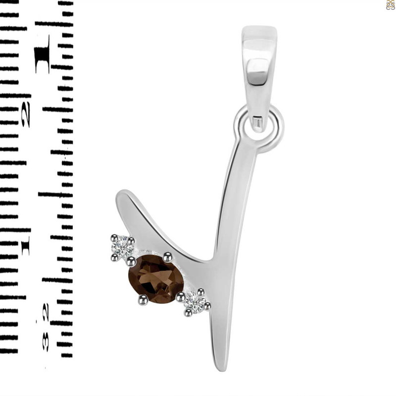 Smoky & White Topaz Alphabet Y Pendant SMY-RDA-25.