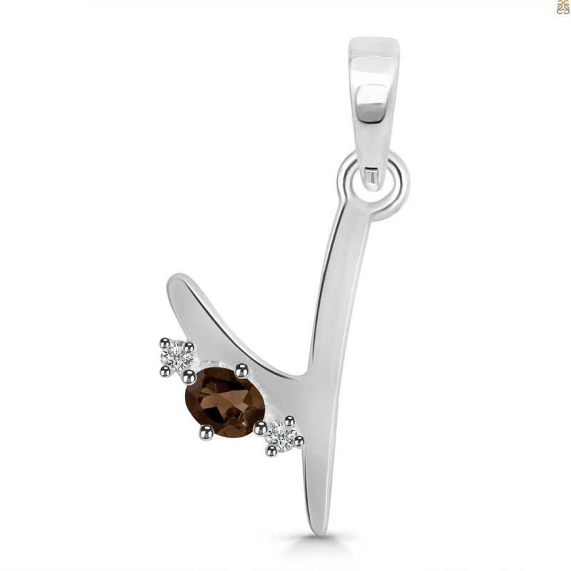 Smoky & White Topaz Alphabet Y Pendant SMY-RDA-25.