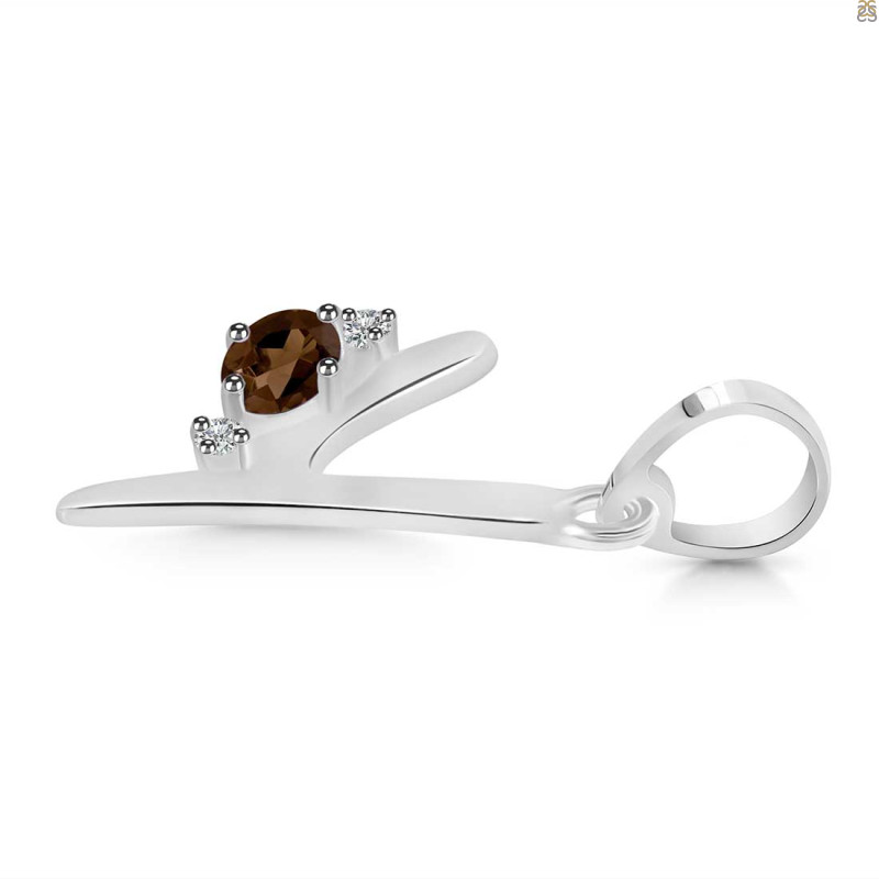 Smoky & White Topaz Alphabet Y Pendant