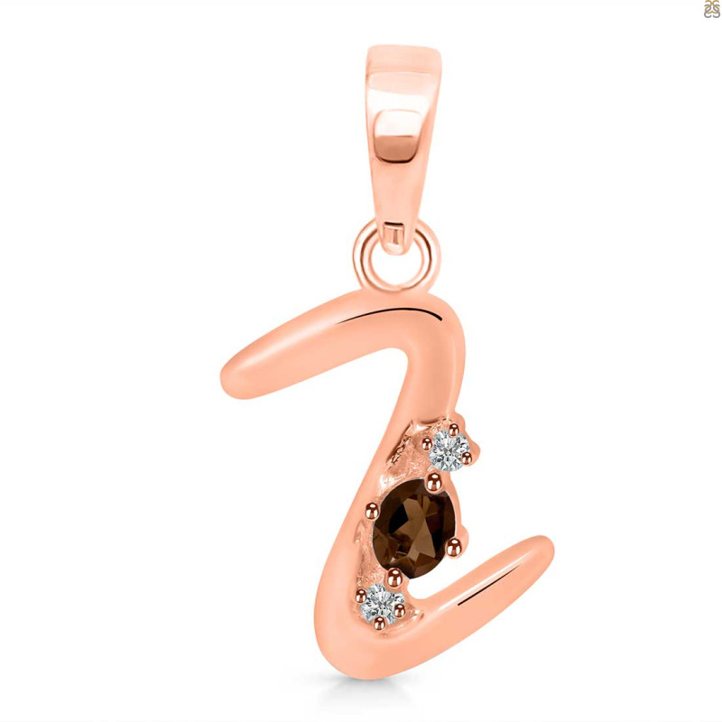 Smoky & White Topaz Alphabet Z Pendant SMY-RDA-26.
