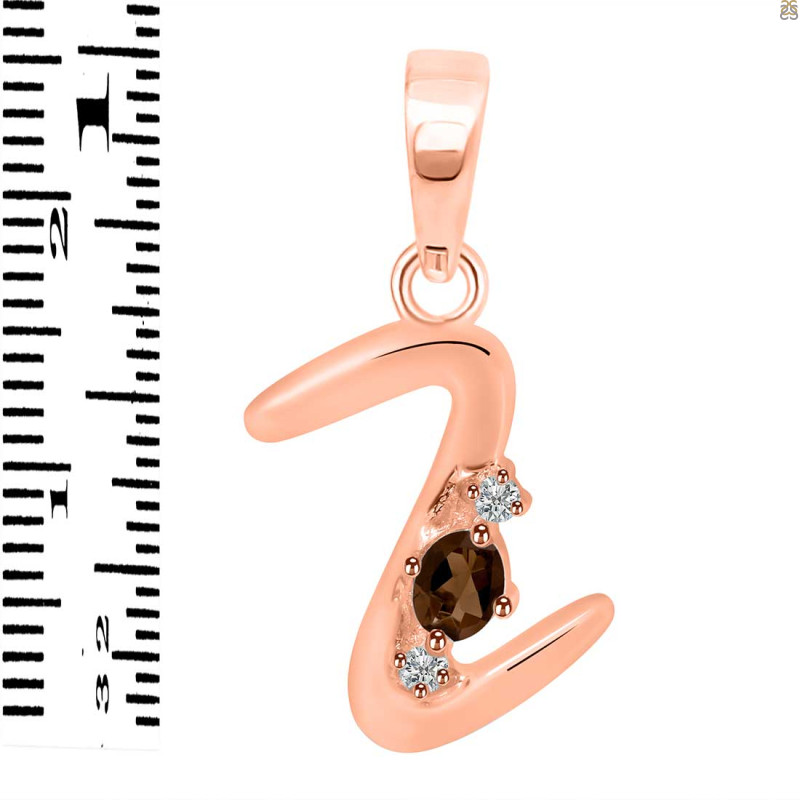 Smoky & White Topaz Alphabet Z Pendant SMY-RDA-26.