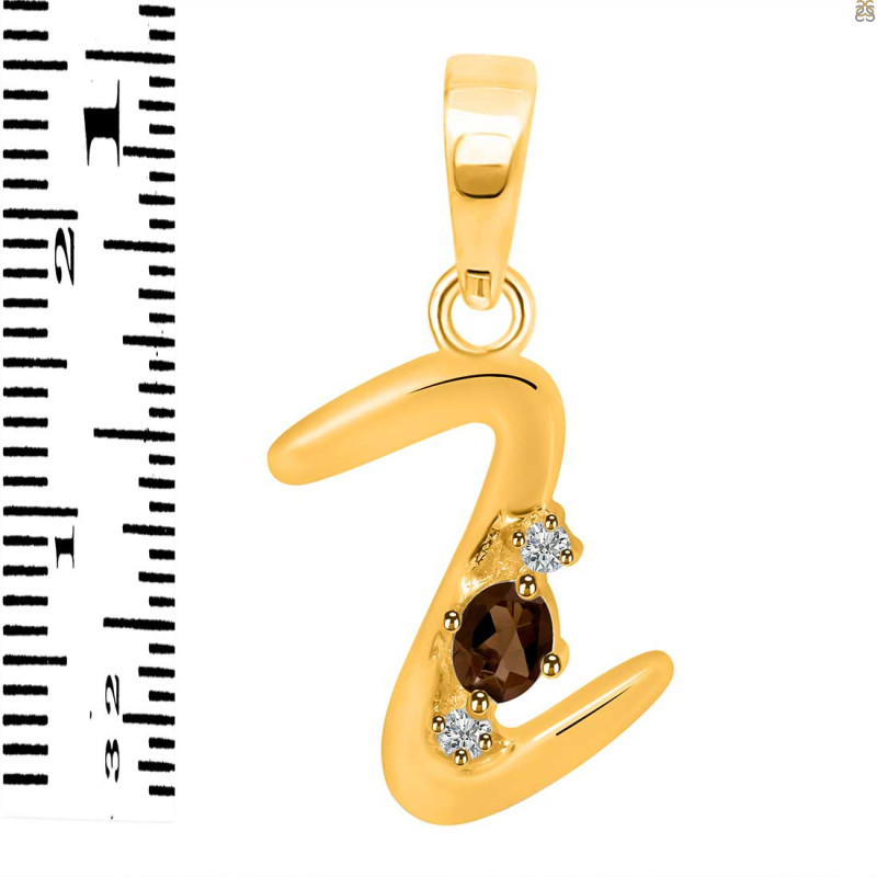 Smoky & White Topaz Alphabet Z Pendant SMY-RDA-26.