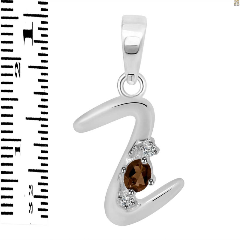 Smoky & White Topaz Alphabet Z Pendant SMY-RDA-26.