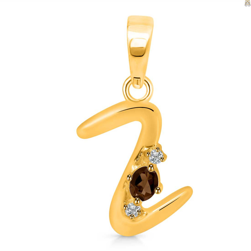 Smoky & White Topaz Alphabet Z Pendant SMY-RDA-26.