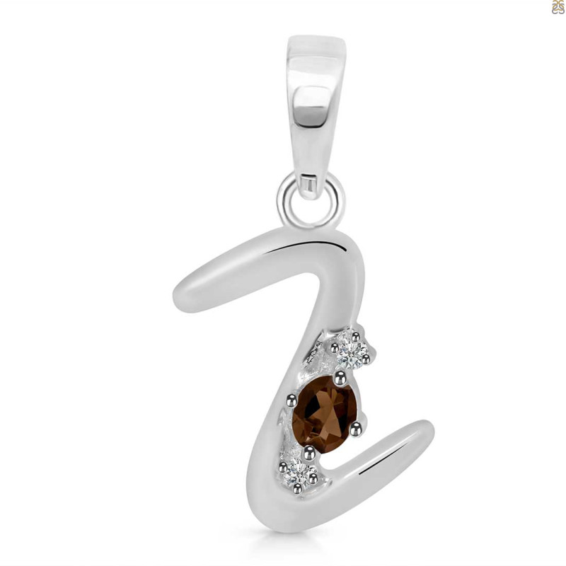 Smoky & White Topaz Alphabet Z Pendant SMY-RDA-26.