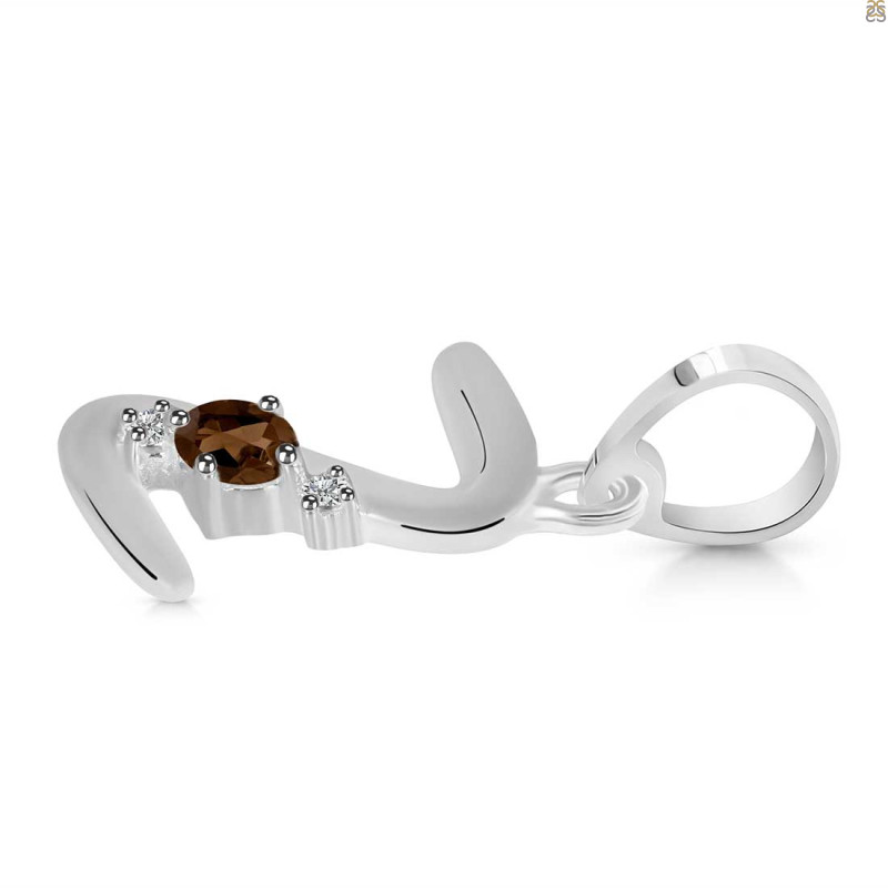 Smoky & White Topaz Alphabet Z Pendant
