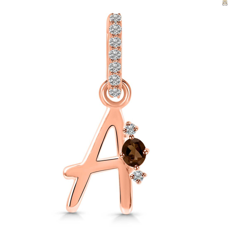 Smoky & White Topaz Alphabet A Pendant SMY-RDA-27.