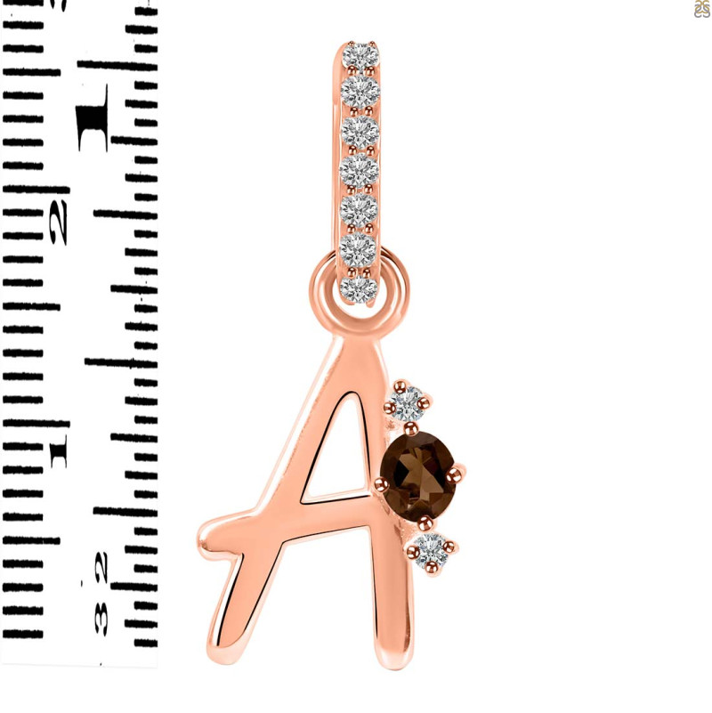 Smoky & White Topaz Alphabet A Pendant SMY-RDA-27.