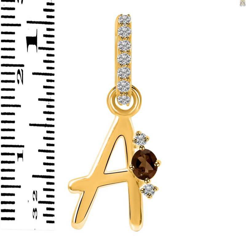 Smoky & White Topaz Alphabet A Pendant SMY-RDA-27.