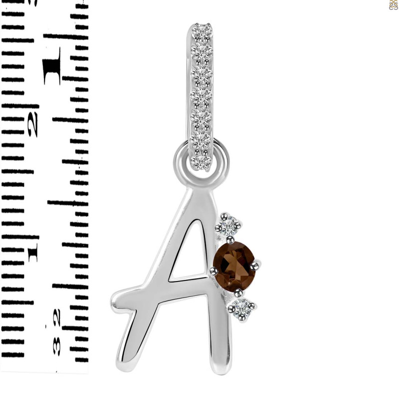 Smoky & White Topaz Alphabet A Pendant SMY-RDA-27.