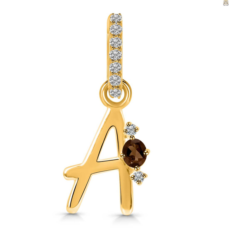 Smoky & White Topaz Alphabet A Pendant SMY-RDA-27.